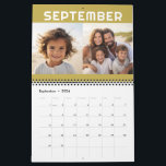 24 Photo - 2 Per Month Modern Family Calendar<br><div class="desc">Add your favorite photos to make a modern photography calendar. Each month includes room for 2 photos. 
For best results,  crop your photos into squares before uploading. All the colors can be changed in the advanced design area.</div>