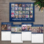 24 Photo - 2 Per Month Modern Family - Navy Calendar<br><div class="desc">Add your favorite photos to make a modern photography calendar. Each month includes room for 2 photos. 
For best results,  crop your photos into squares before uploading. All the colors can be changed in the advanced design area.</div>