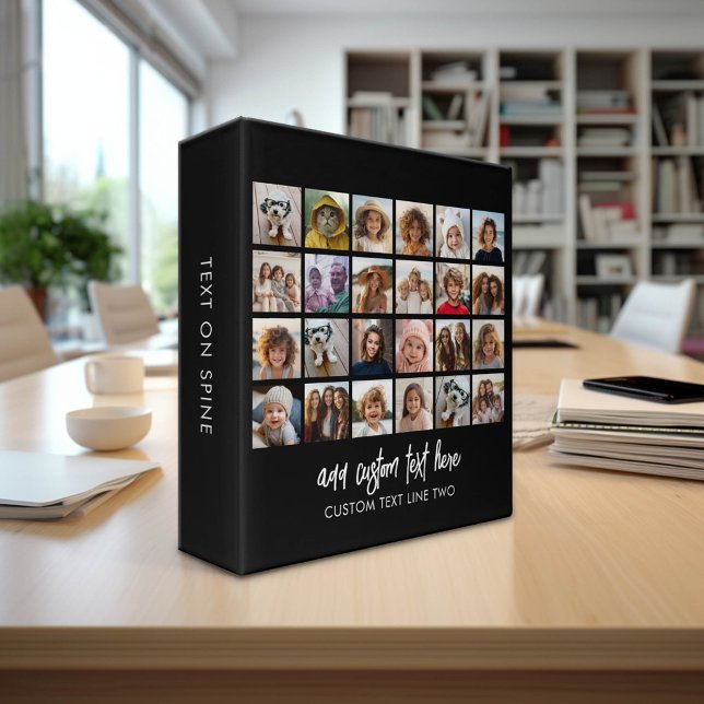 24 Photo Collage - 4 Rows 6 Columns - Script Name 3 Ring Binder (Custom Office and School Binder)
