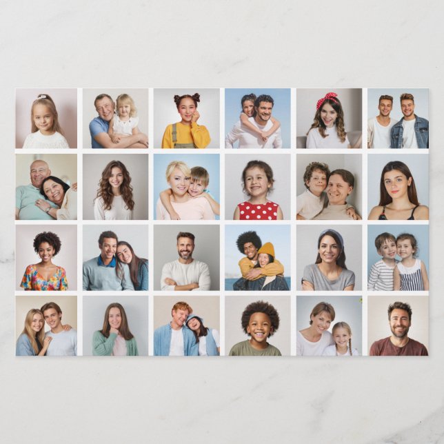 24 Photo Collage Editable Color Card/Flyer (Front)