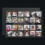24 Photo Collage Family Name - black fridge magnet<br><div class="desc">A 24 photo grid with plenty of room for many photos and custom text. Add your favorite pics to this fun template. You can use square photos or any photos for this grid. For best results, crop your photos into squares before uploading. If you would like to change the colors...</div>