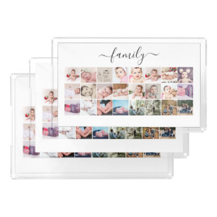 24 photo collage family personalized acrylic tray
