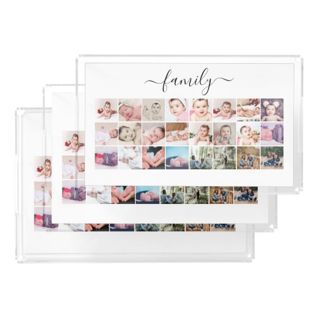 24 photo collage family personalized acrylic tray (Set)