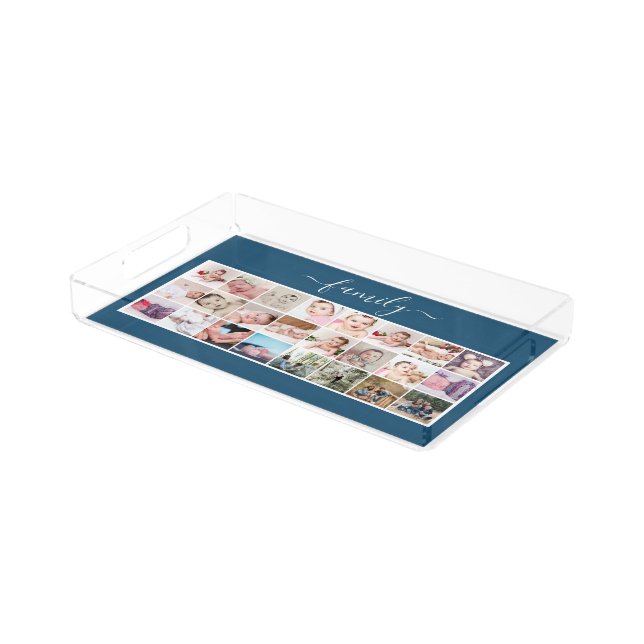 24 photo collage family personalized acrylic tray (Angled)