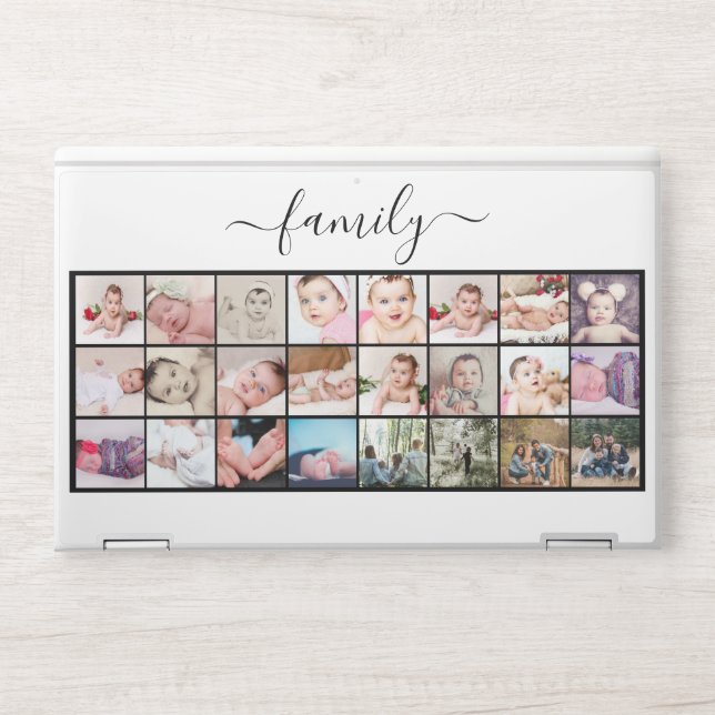 24 Photo Collage Family Personalized Custom HP Laptop Skin (Front)