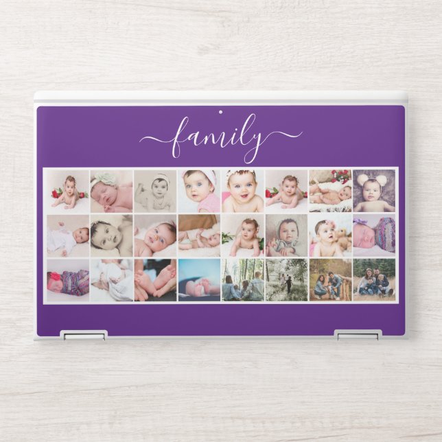 24 Photo Collage Family Personalized Custom HP Laptop Skin (Front)