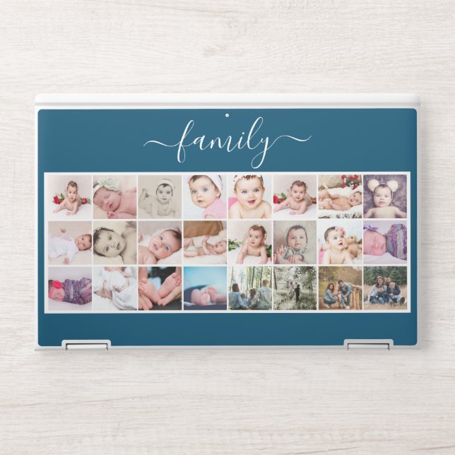 24 Photo Collage Family Personalized Custom HP Laptop Skin (Front)