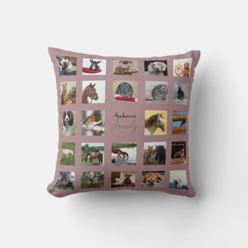 24 PHOTO COLLAGE Keepsake _ Can Edit COLOR Throw Pillow