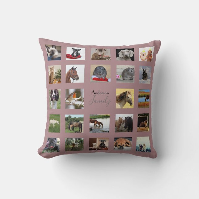 24 PHOTO COLLAGE Keepsake - Can Edit COLOR Throw Pillow (Front)