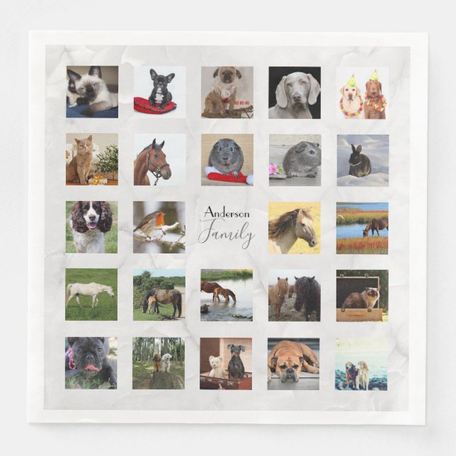 24 PHOTO COLLAGE Marble Partyware Paper Dinner Napkins (Front)