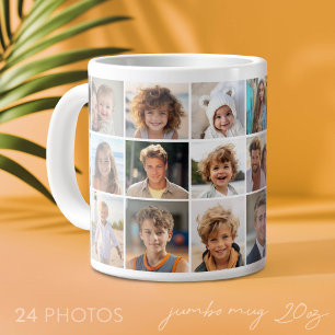 24 Photo Collage - Minimal Grid White Giant Coffee Mug