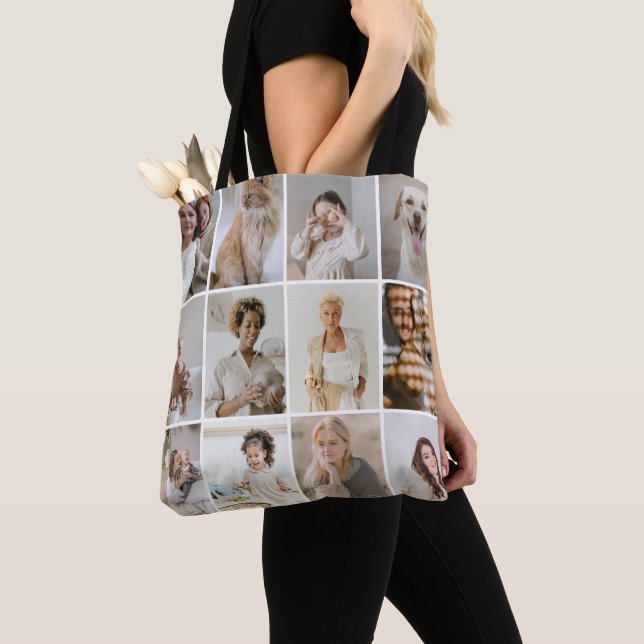 24 Photo collage template personalized Tote Bag (Close Up)