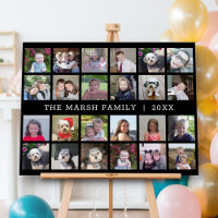 24 Photo Collage with Family Name Date - black