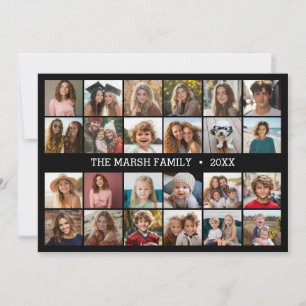 24 Photo Collage with Family Name Date - Holiday Card