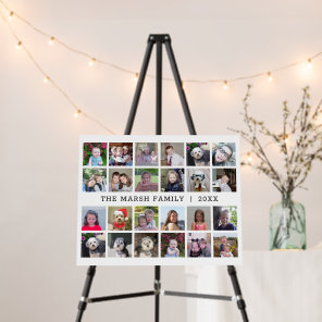 24 Photo Collage with Family Name Date - white Foam Board