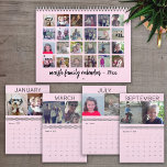 24 Photo - Modern Family - Blush Pink Calendar<br><div class="desc">Add your favorite photos to make a modern photography calendar. Each month includes room for 2 photos. 
For best results,  crop your photos into squares before uploading. All the colors can be changed in the advanced design area.</div>