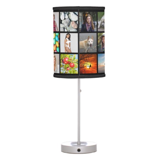 24-photo Personalized Photo Table Lamp (Black) (Back)