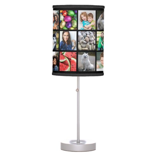 24-photo Personalized Photo Table Lamp (Black) (Front)