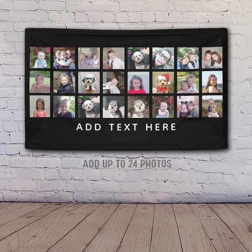24 Photo Template Collage Grid with Custom Text Banner