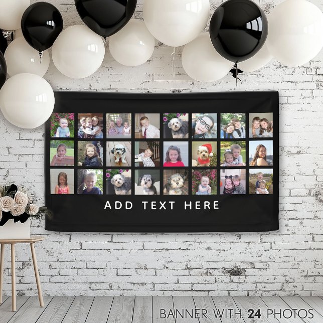 24 Photo Template Collage Grid with Custom Text Banner (Photo Banner)