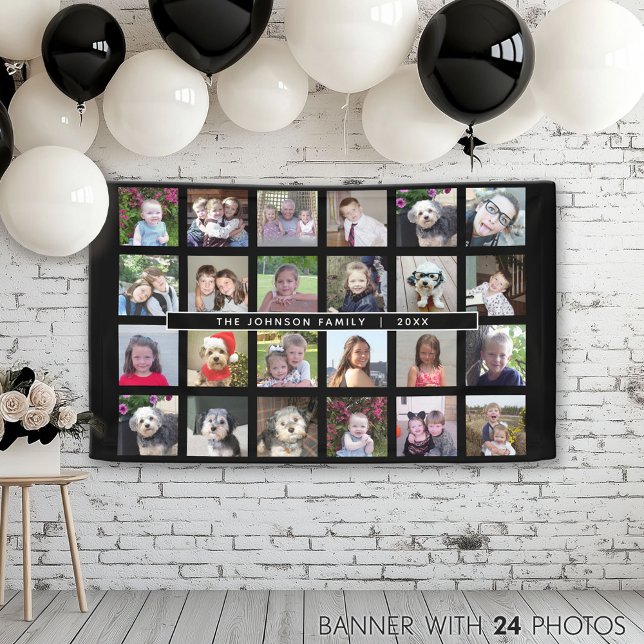 24 Photo Template Collage with Custom Text Banner (Photo Banner)