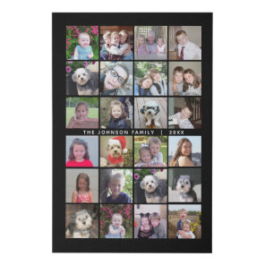 24 Photo Template Collage with Custom Text Faux Canvas Print