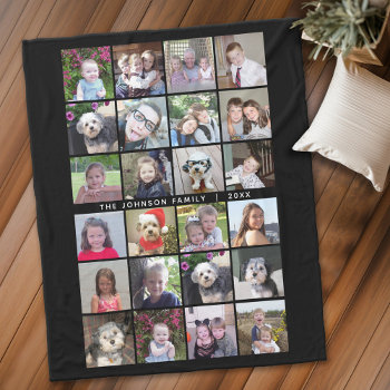 24 Photo Template Collage With Custom Text Fleece Blanket by MarshEnterprises at Zazzle