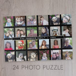 24 Photo Template Collage with Custom Text Jigsaw Puzzle<br><div class="desc">A template with 24 photos. For best results,  use square cropped photos. To change the background color,  click on the customize option and choose a new background color.</div>