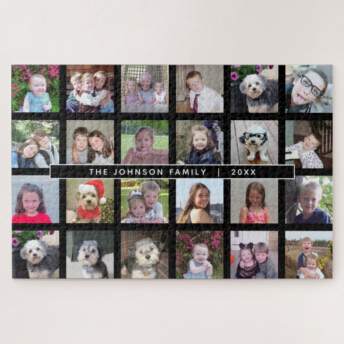 24 Photo Template Collage with Custom Text Jigsaw Puzzle | Zazzle.com
