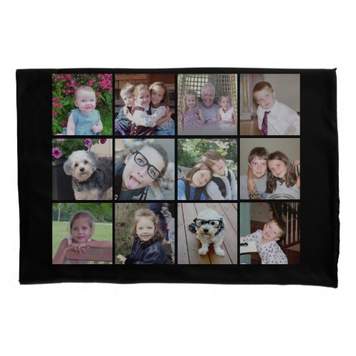 24 Photo Template Collage with Custom Text Pillow Case