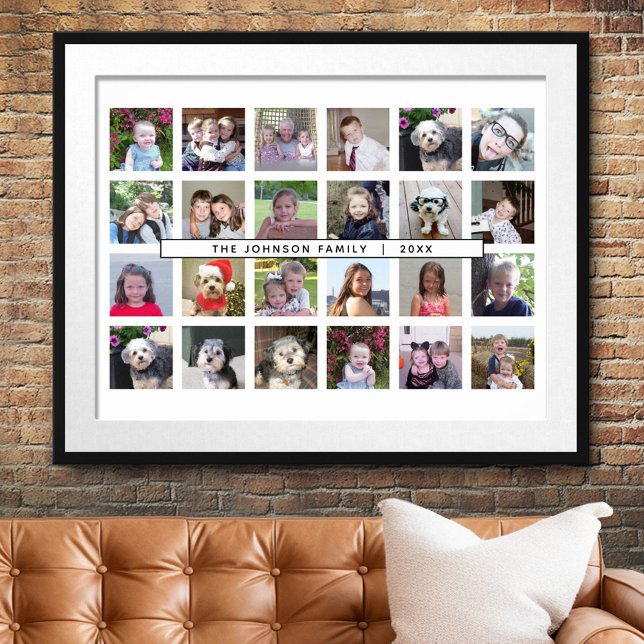 24 Photo Template Collage with Custom Text Poster (Custom Photo Collage Poster)