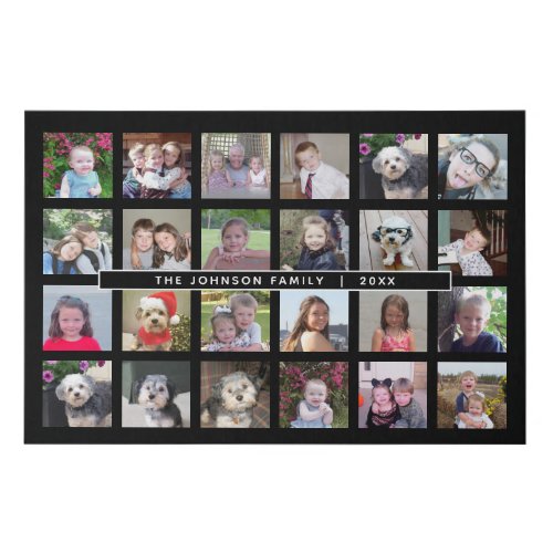24 Photo Template Collage with Custom Text Poster Faux Canvas Print