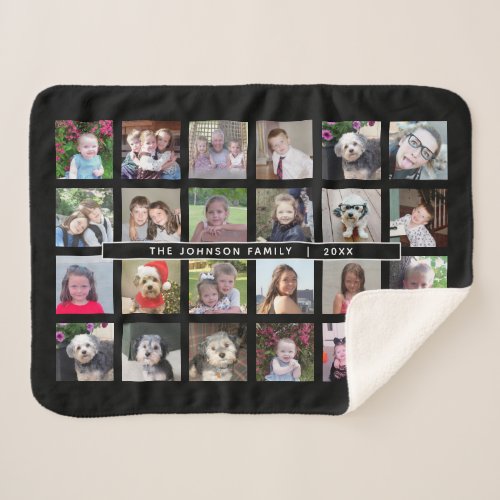 24 Photo Template Collage with Custom Text Sherpa Blanket