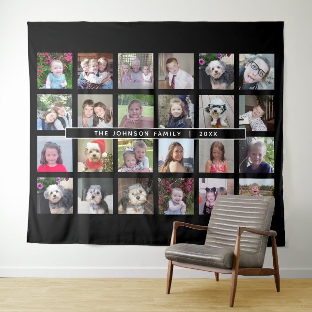 24 Photo Template Collage with Custom Text Tapestry (In Situ (Horizontal))