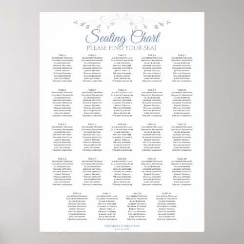 24 Table Blue  Gray Wedding Seating Chart