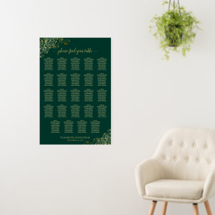 24 Table Emerald & Gold Chic Wedding Seating Chart Foam Board