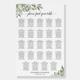 24 Table Eucalyptus Greenery Wedding Seating Chart Foam Board