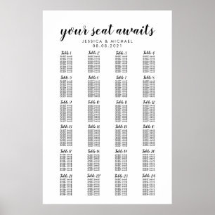 24 Table Large Wedding Guest Seating Chart
