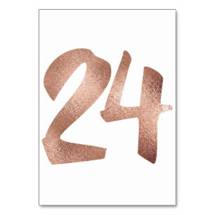 24 Table Number White Metallic Pink Rose Gold