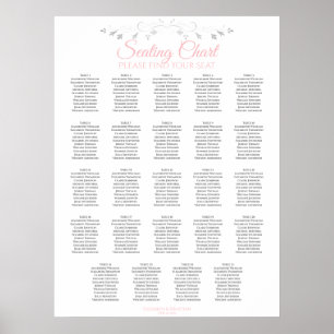 24 Table Pink & Gray Wedding Seating Chart