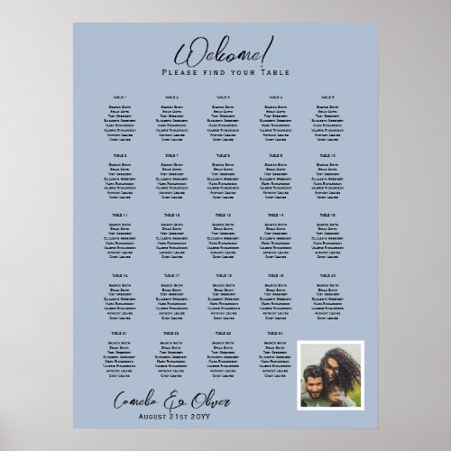 24 Table Rustic Dusty Blue PHOTO SEATING CHART