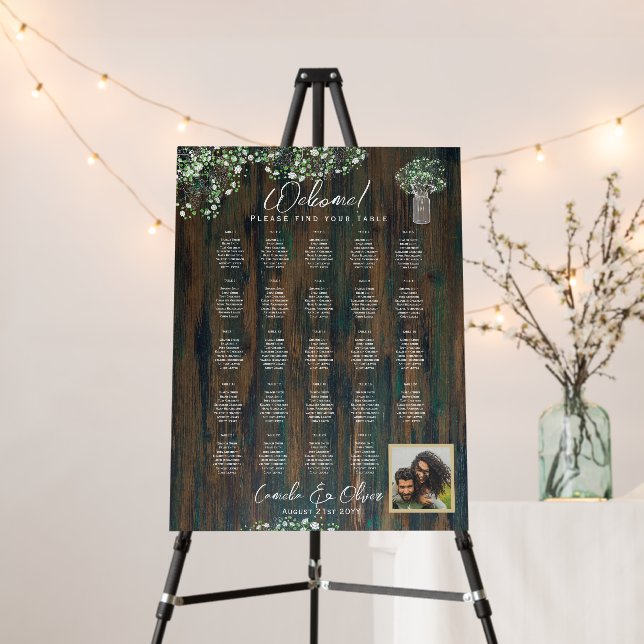 24 Table Rustic Wood Gypsophila PHOTO SEATING Foam Board (In Situ (Stand))