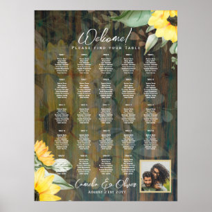 24 Table Rustic Wood SUNFLOWERS PHOTO SEATING Poster