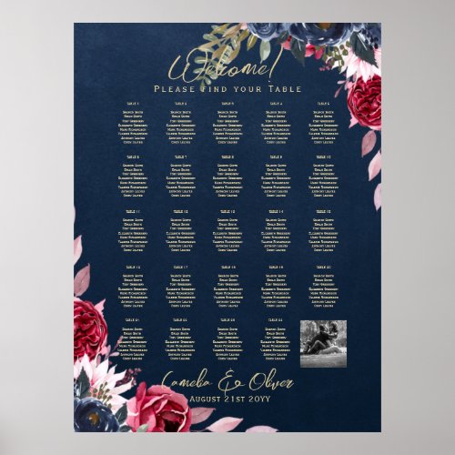 24 Table Seating Chart with Names PHOTO Welcome