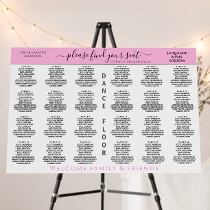 24 Table Wedding Seating Chart Blush Pink White Foam Board