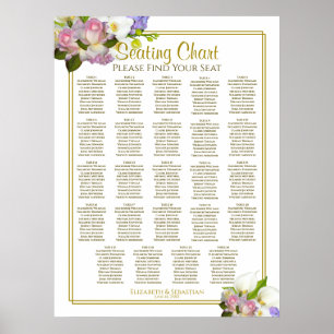 24 Table Wedding Seating Chart Spring Floral