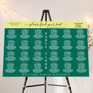 24 Table Wedding Seating Chart Yellow Green Foam Board