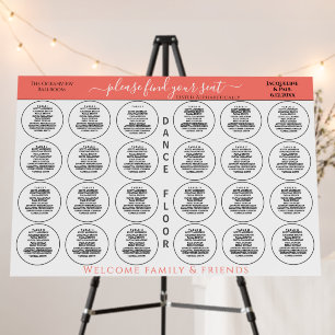 24 Table Wedding Seating Coral White Foam Board