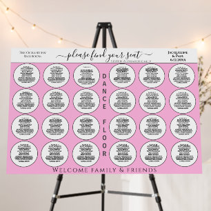 24 Table Wedding Seating Light Pink White Circles Foam Board