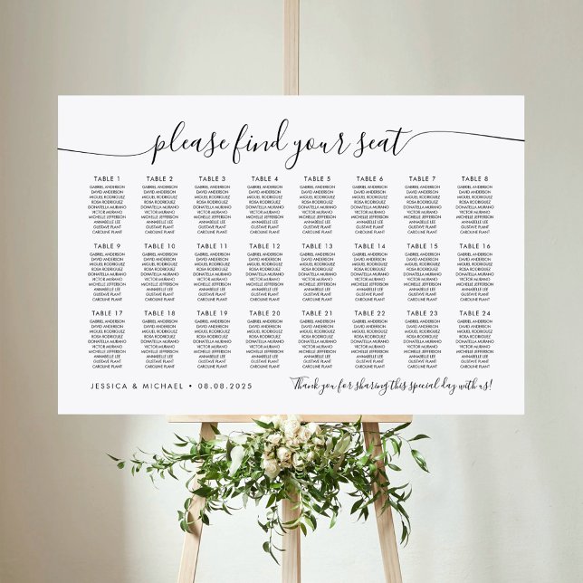 24 Tables Modern Find Your Seat Seating Chart Foam Board (Creator Uploaded)